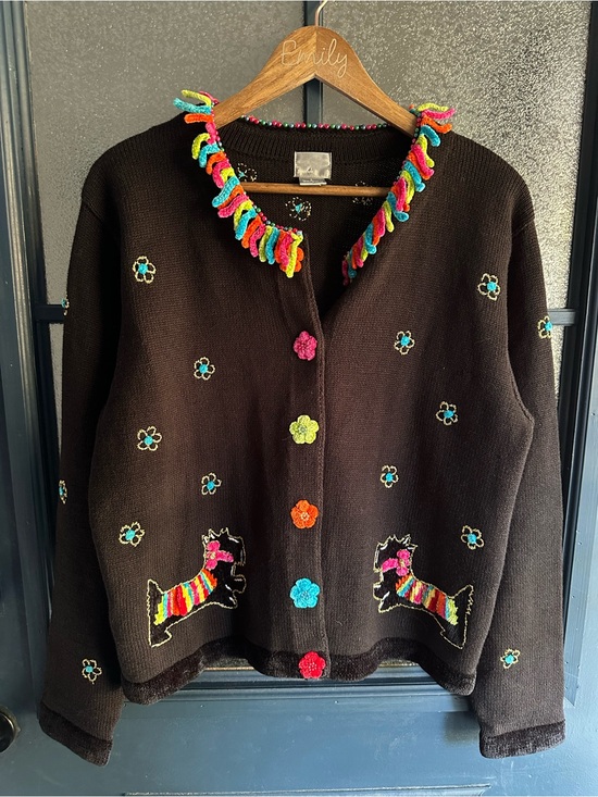 berek Sweaters - Vintage 90s Scottie Dog Cardigan Sweater